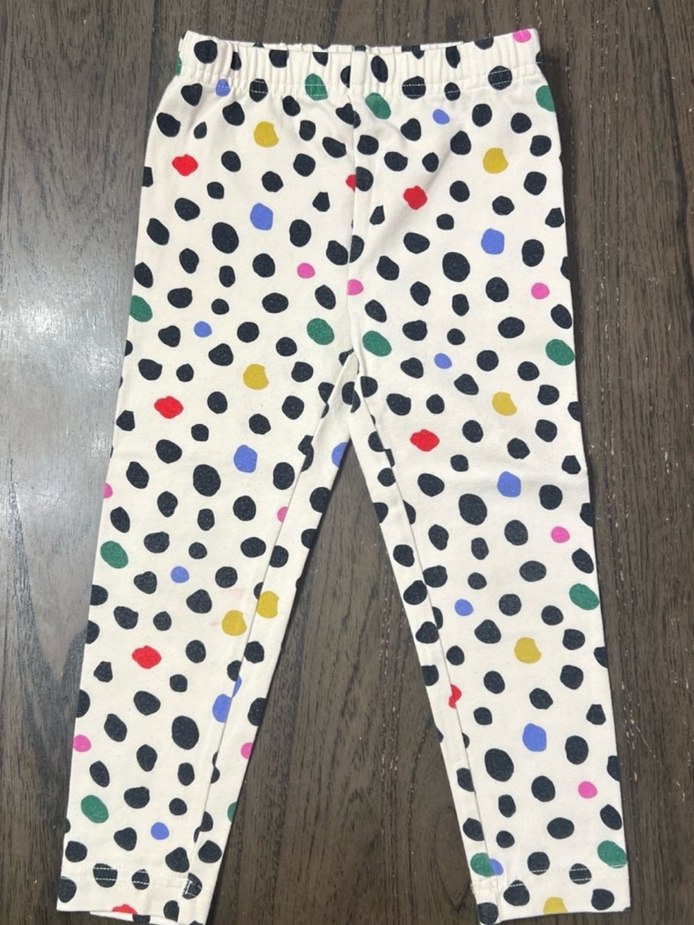 Hanna Andersson Cream Leggings with Black Spots & Multicolor Dots